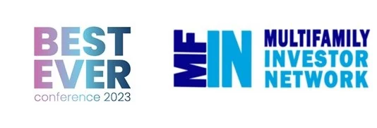 Logos for the 2023 Best Ever Conference and Multifamily Investor Network.
