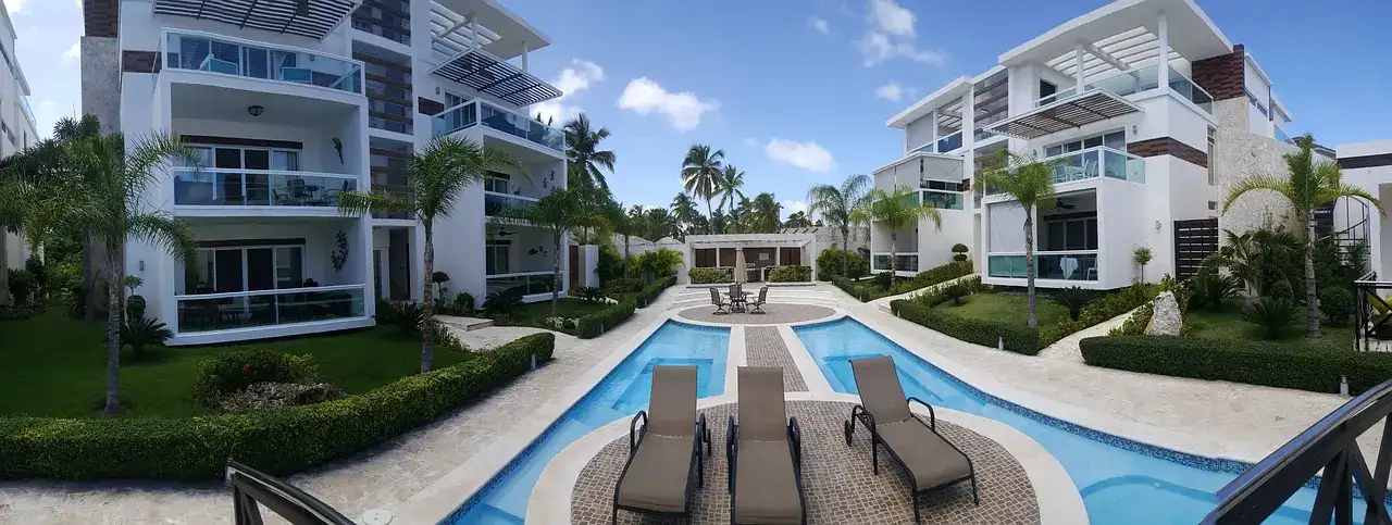 apartment complex with a pool